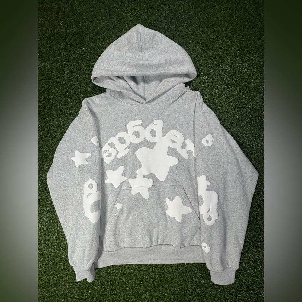 Sp5der Beluga heavyweight Grey Hoodie